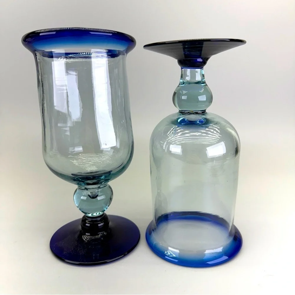 Handblown Mexican Cobalt Blue Goblets
